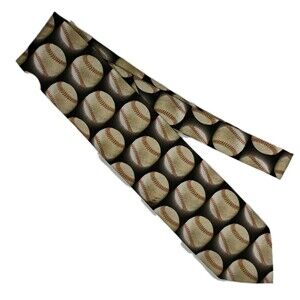 Vintage Ralph Marlin Just Balls Baseball Fastball Men's Necktie Made in USA